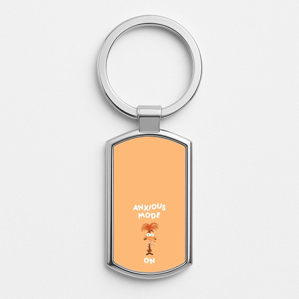 Anxious Mode On - Inside Out Silver Keyring
