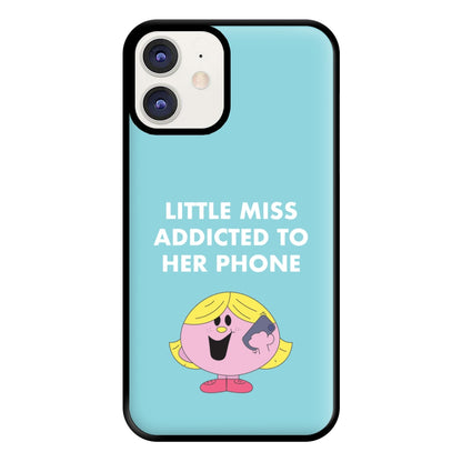 Little Miss Addicted To Her Phone - Aesthetic Quote Phone Case for iPhone 12 / 12 Pro