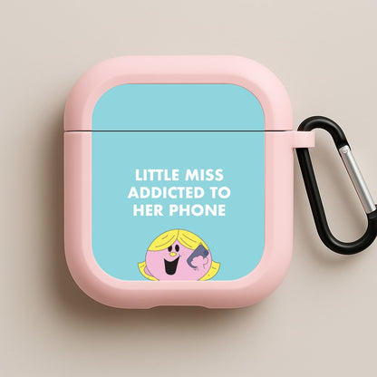 Little Miss Addicted To Her Phone - Aesthetic Quote Pink AirPods Case
