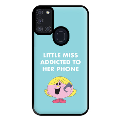 Little Miss Addicted To Her Phone - Aesthetic Quote Phone Case for Galaxy A21s