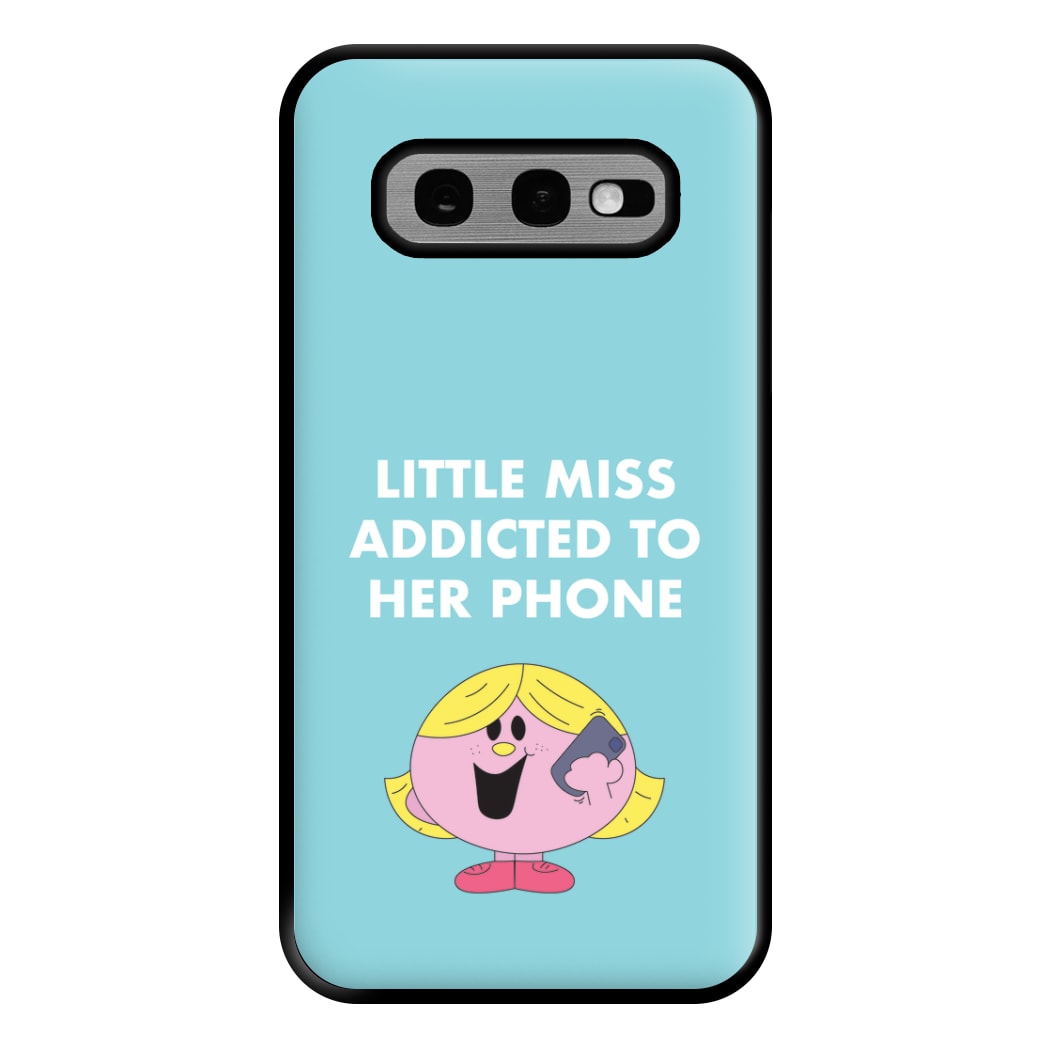 Little Miss Addicted To Her Phone - Aesthetic Quote Phone Case for Galaxy S10e