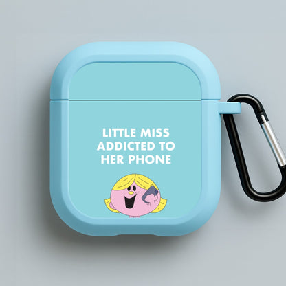 Little Miss Addicted To Her Phone - Aesthetic Quote Blue AirPods Case