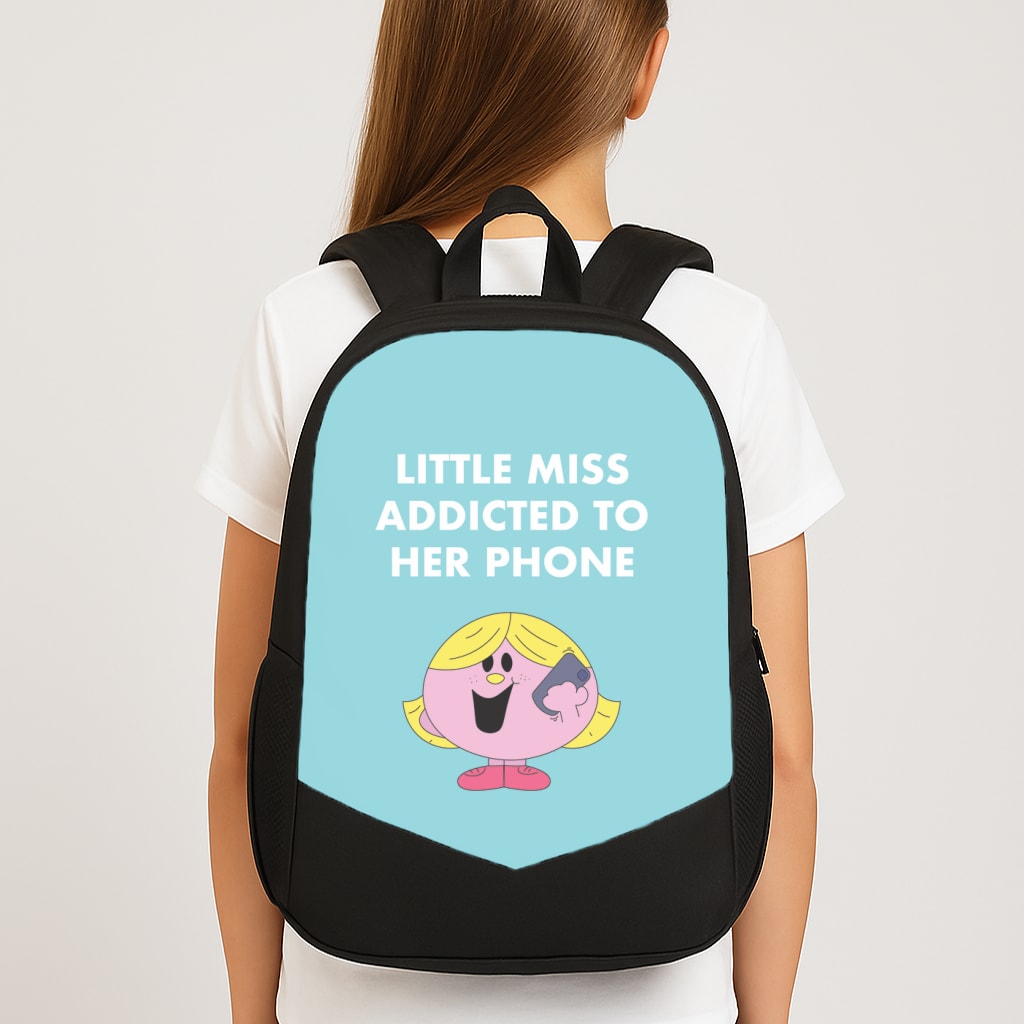 Little Miss Addicted To Her Phone - Aesthetic Quote Backpack