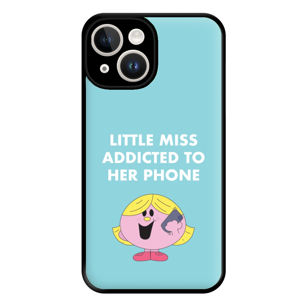 Little Miss Addicted To Her Phone - Aesthetic Quote Phone Case for iPhone 14