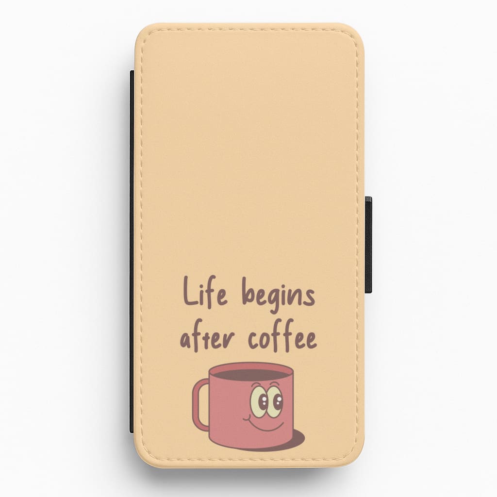Life Begins After Coffee - Aesthetic Quote Flip / Wallet Phone Case
