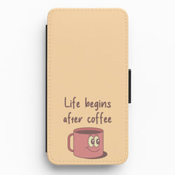 Life Begins After Coffee - Aesthetic Quote Flip / Wallet Phone Case