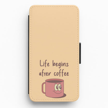 Life Begins After Coffee - Aesthetic Quote Flip / Wallet Phone Case