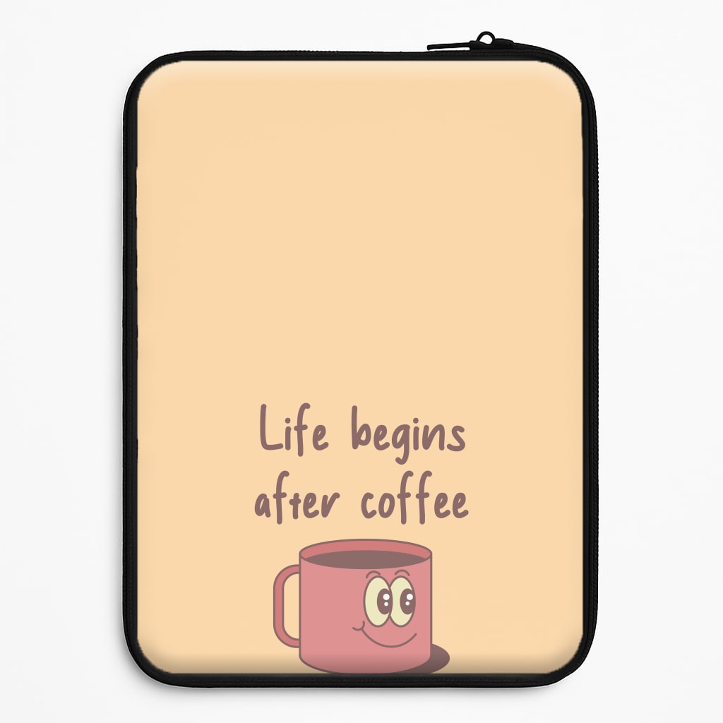 Life Begins After Coffee - Aesthetic Quote Laptop Sleeve