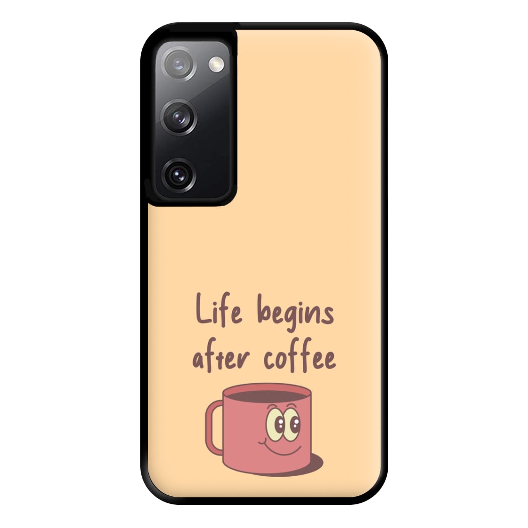 Life Begins After Coffee - Aesthetic Quote Phone Case for Galaxy S20