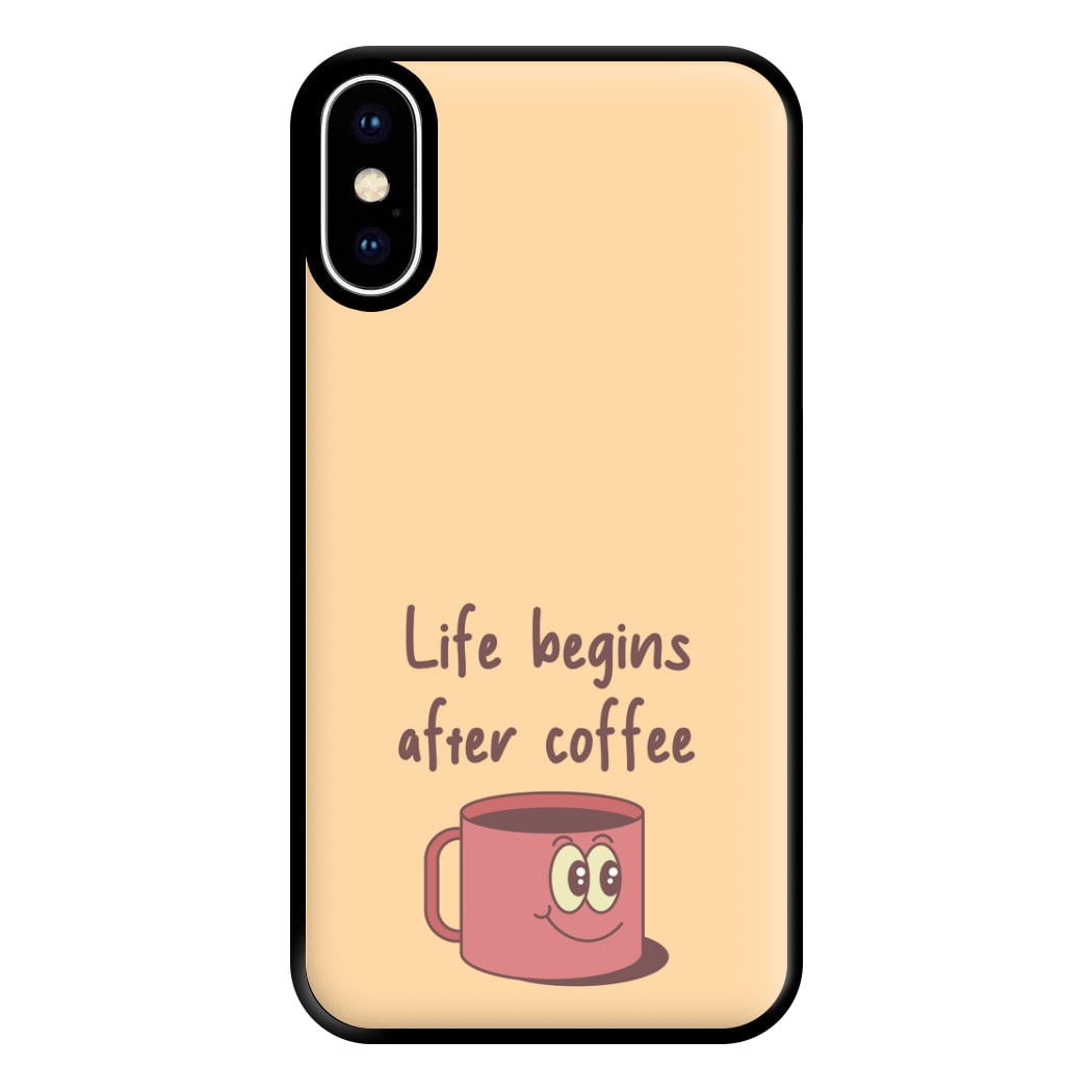 Life Begins After Coffee - Aesthetic Quote Phone Case for iPhone XS Max