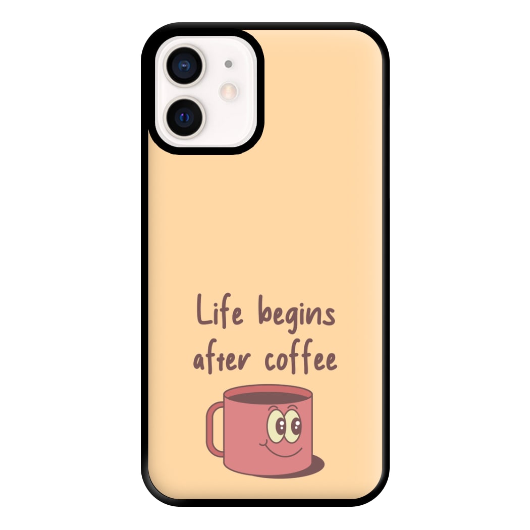 Life Begins After Coffee - Aesthetic Quote Phone Case for iPhone 12 Mini