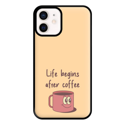 Life Begins After Coffee - Aesthetic Quote Phone Case for iPhone 12 Mini