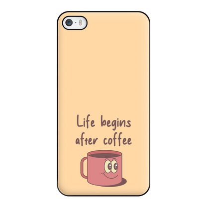 Life Begins After Coffee - Aesthetic Quote Phone Case for iPhone 5 / 5s / SE 2016