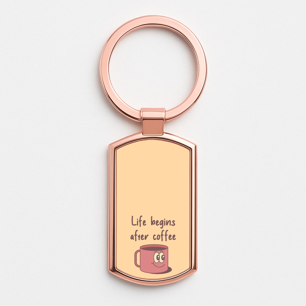 Life Begins After Coffee - Aesthetic Quote Rose Gold Keyring