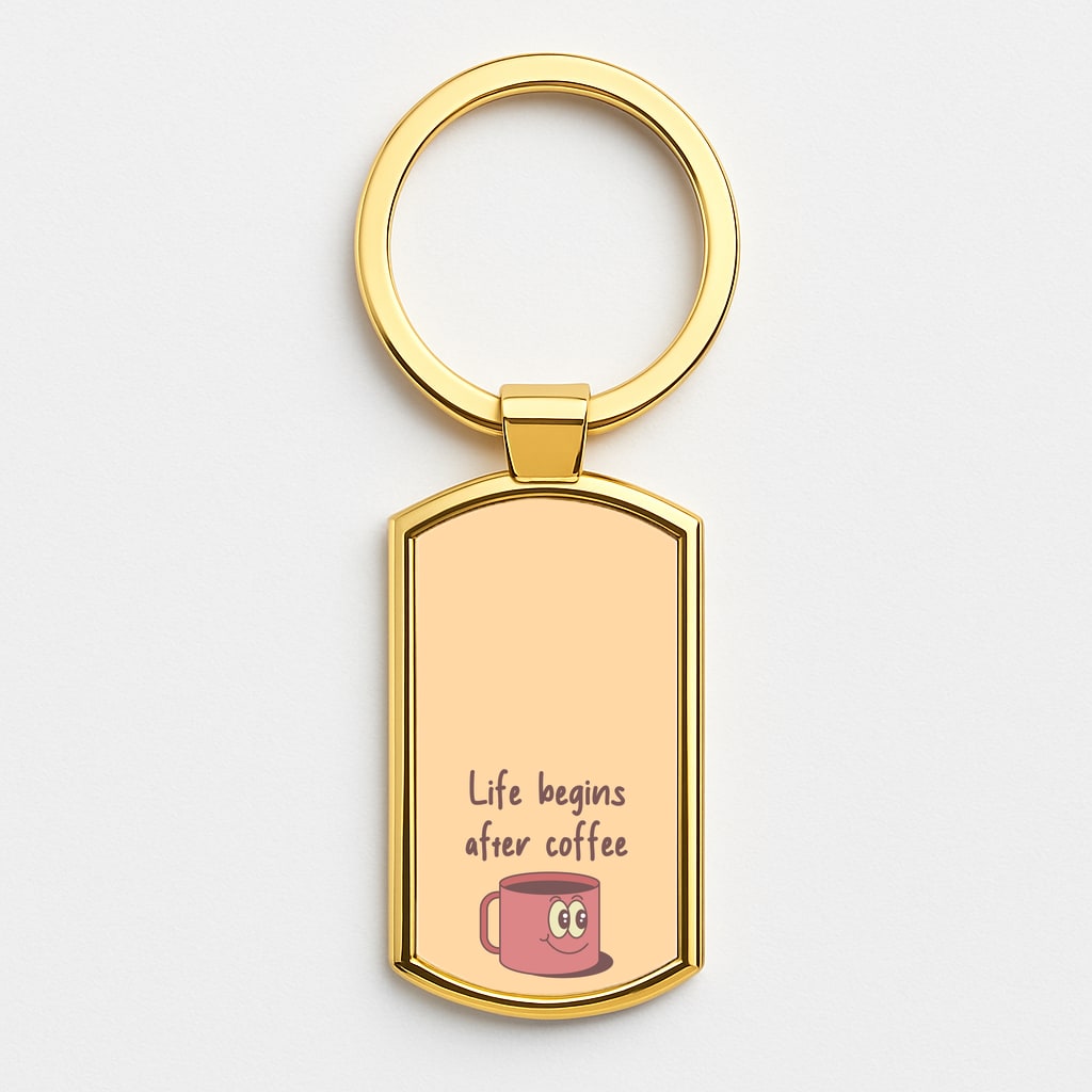 Life Begins After Coffee - Aesthetic Quote Gold Keyring