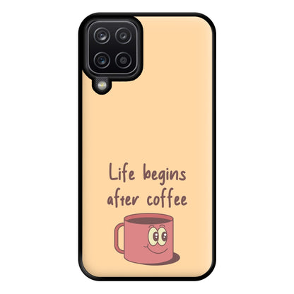 Life Begins After Coffee - Aesthetic Quote Phone Case for Galaxy A12