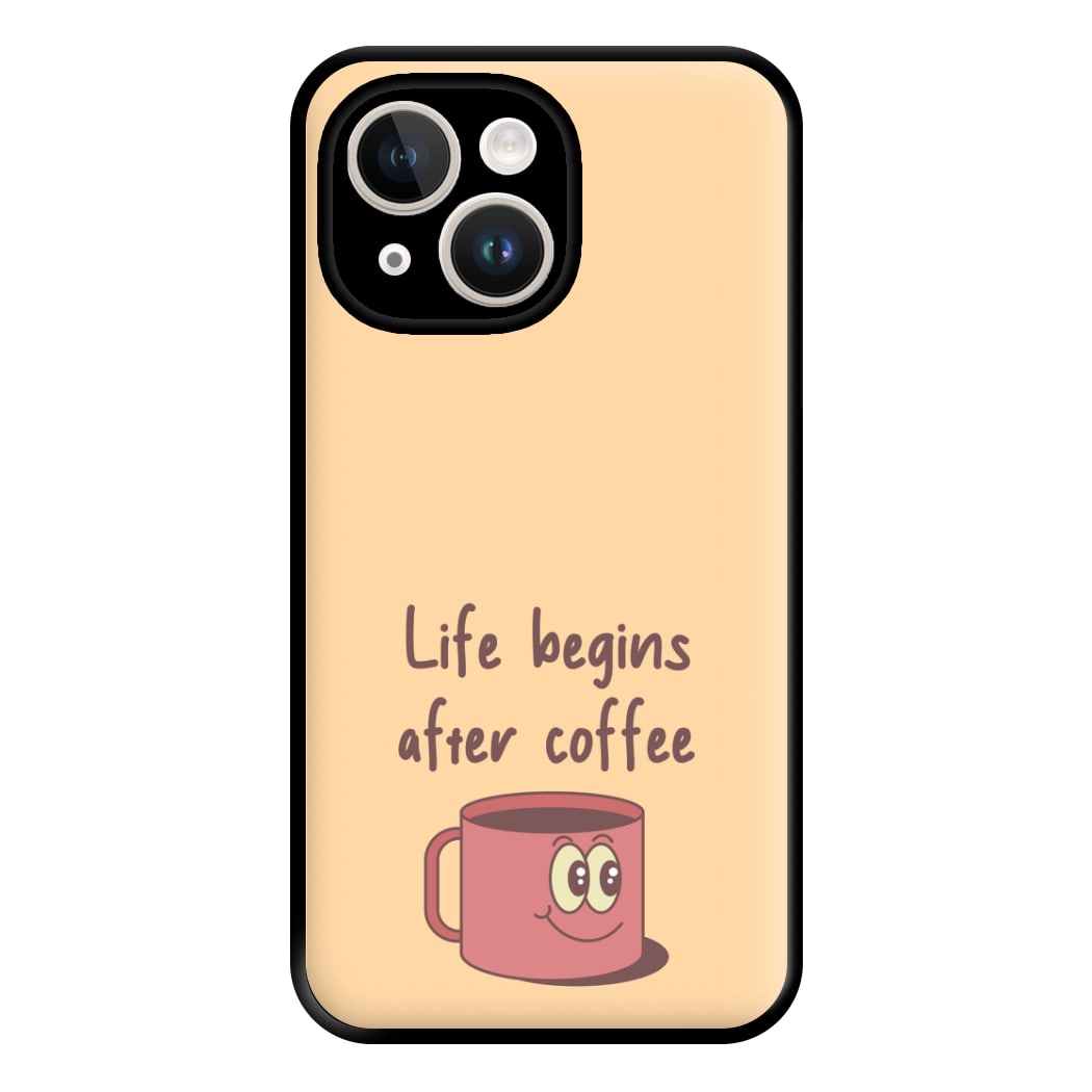 Life Begins After Coffee - Aesthetic Quote Phone Case for iPhone 14 Plus