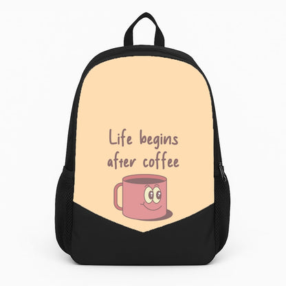 Life Begins After Coffee - Aesthetic Quote Backpack