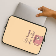 Life Begins After Coffee - Aesthetic Quote Laptop Sleeve 2