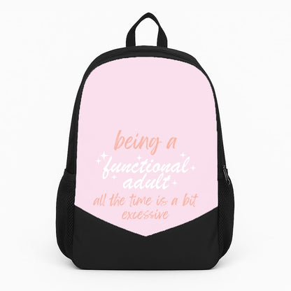 Being A Functional Adult - Aesthetic Quote Large Backpack
