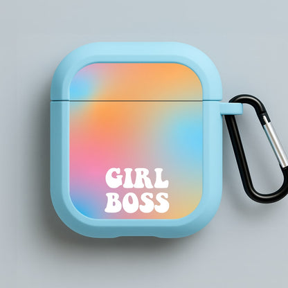 Girl Boss - Aesthetic Quote Blue AirPods Case