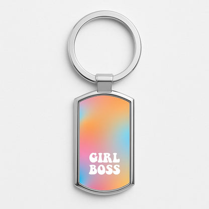 Girl Boss - Aesthetic Quote Silver Keyring