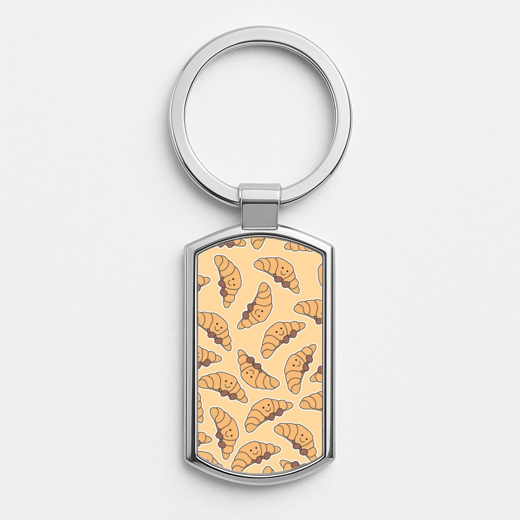 Croissant - Plushy Silver Keyring