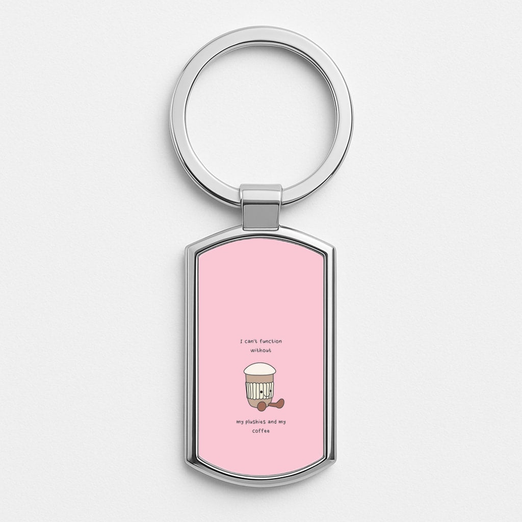 Coffee - Plushy Silver Keyring