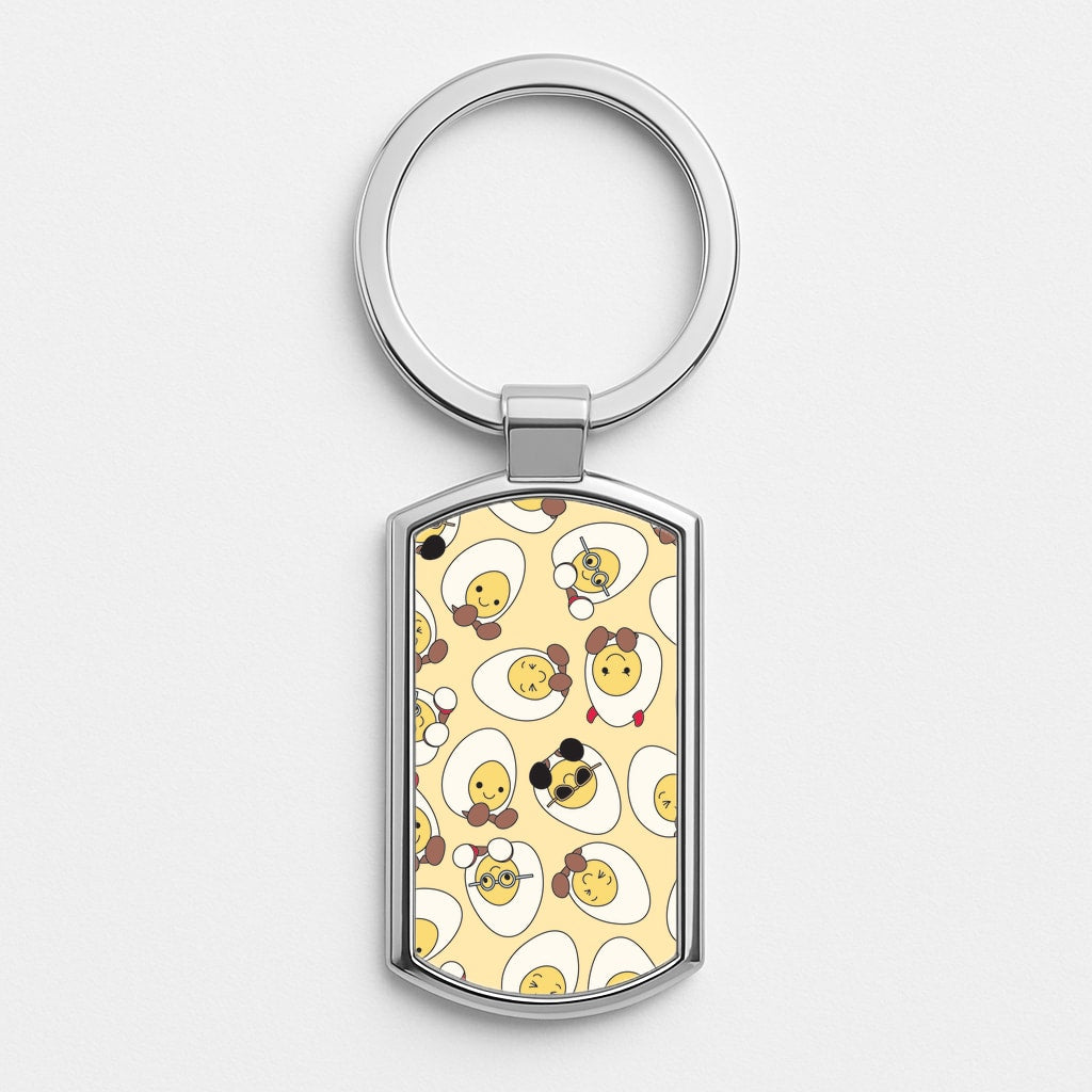 Egg Pattern - Plushy Silver Keyring
