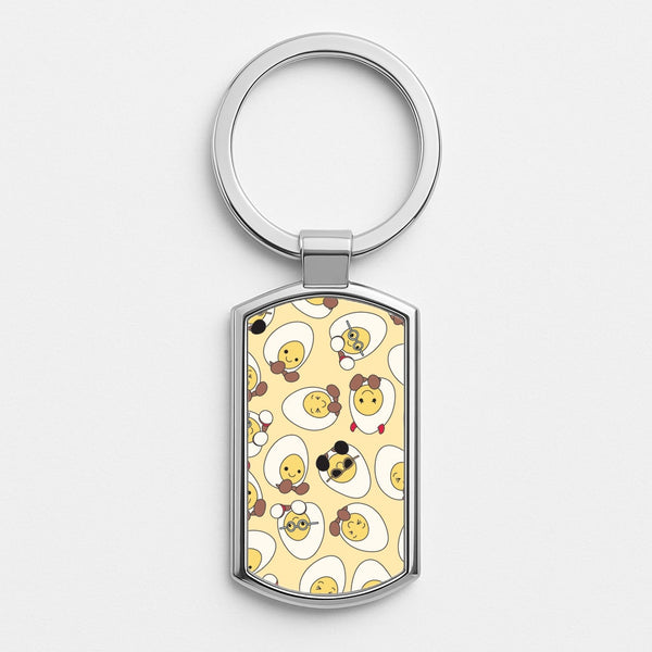 Egg Pattern - Plushy Silver Keyring