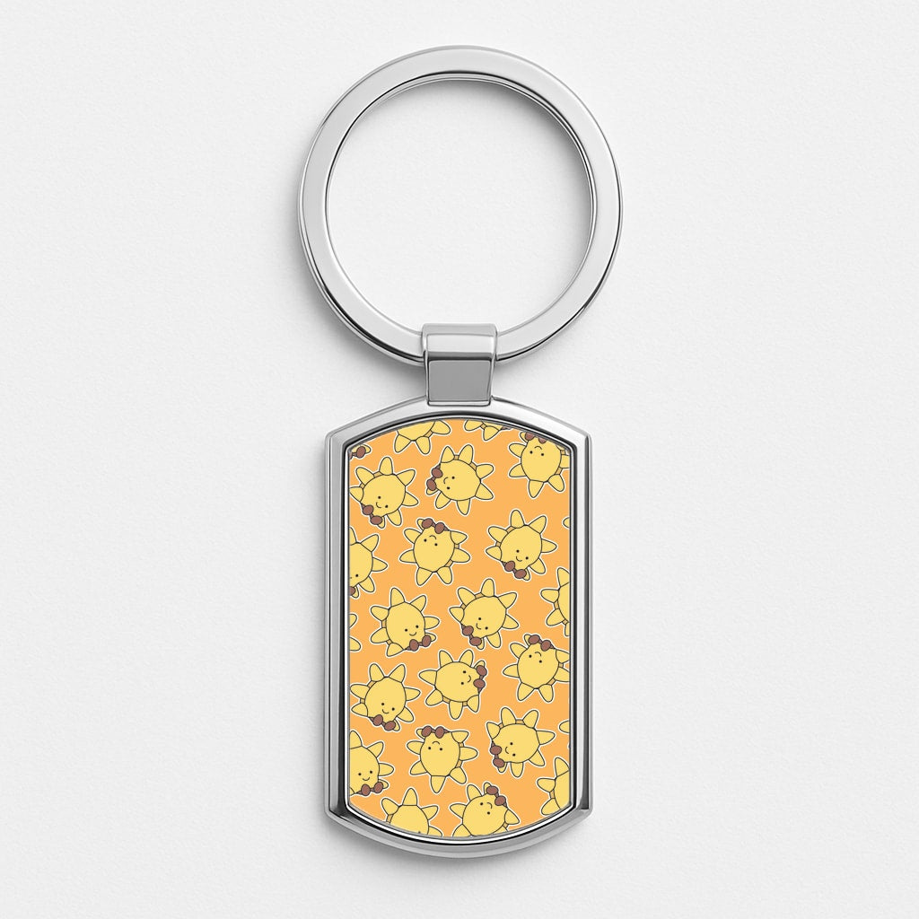 Sun Pattern - Plushy Silver Keyring