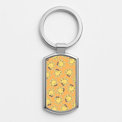 Sun Pattern - Plushy Silver Keyring