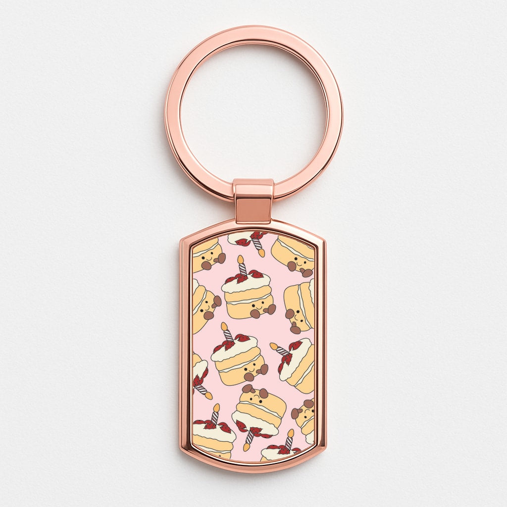 Cake Pattern - Plushy Rose Gold Keyring