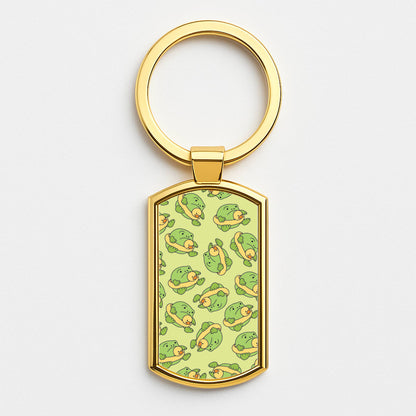 Frog Pattern - Plushy Gold Keyring