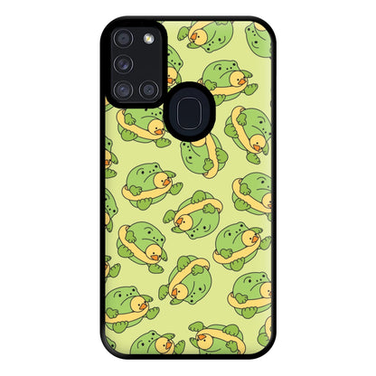 Frog Pattern - Plushy Phone Case for Galaxy A21s