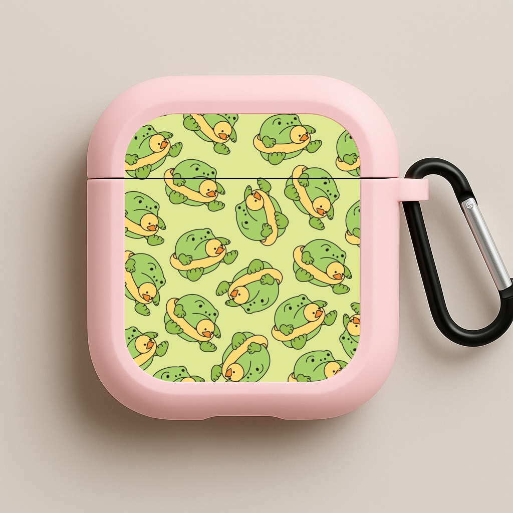 Frog Pattern - Plushy Pink AirPods Case