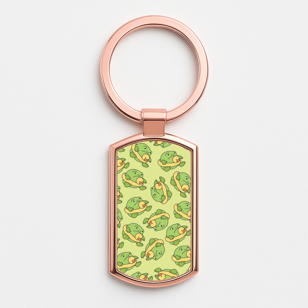 Frog Pattern - Plushy Rose Gold Keyring