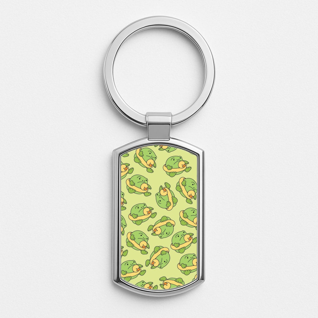 Frog Pattern - Plushy Silver Keyring