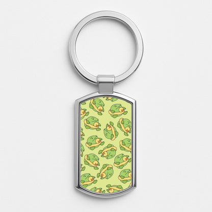 Frog Pattern - Plushy Silver Keyring