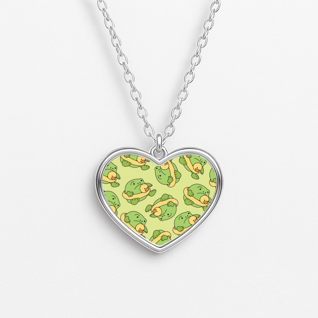 Frog Pattern - Plushy Heart Necklace