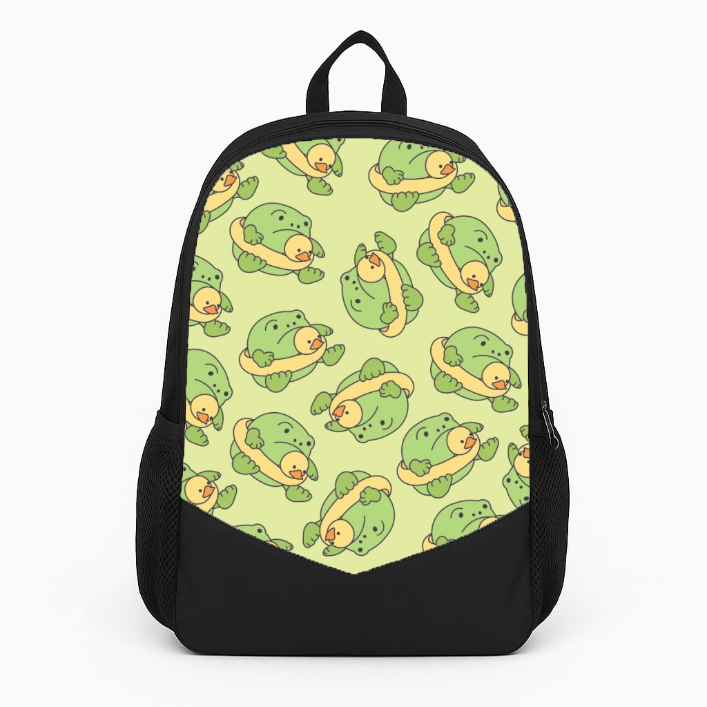 Frog Pattern - Plushy Large Backpack