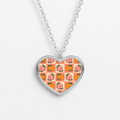 Oranges And Peaches - Plushy Heart Necklace