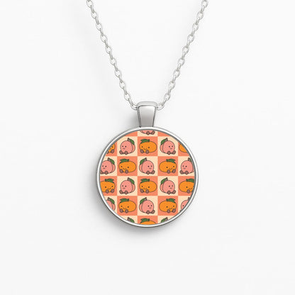 Oranges And Peaches - Plushy Circle Necklace