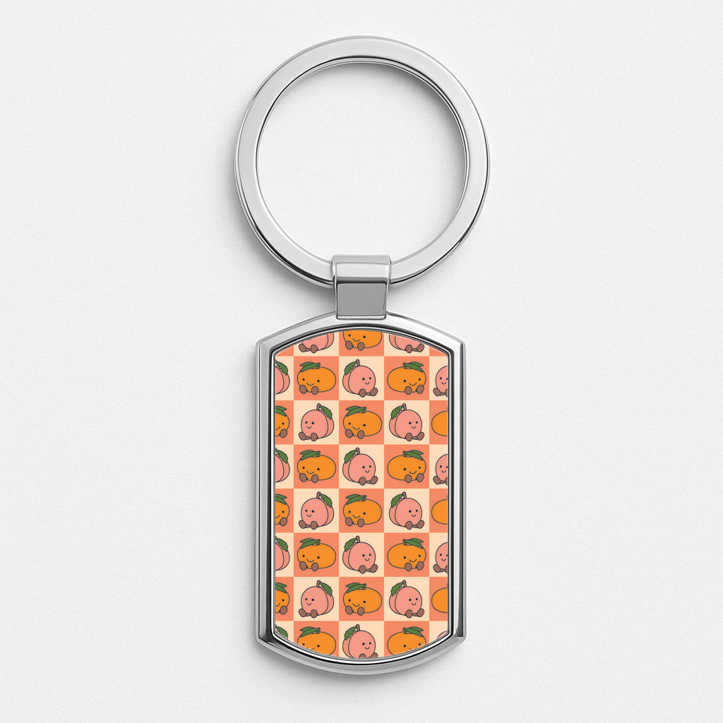 Oranges And Peaches - Plushy Silver Keyring