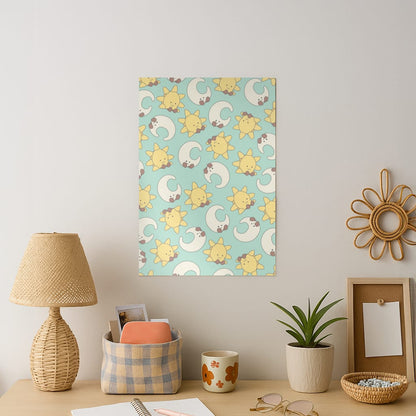 Stars And Moon Pattern - Plushy Art Print