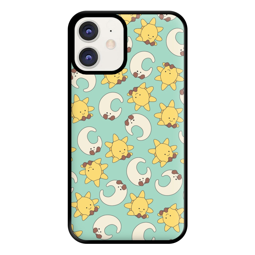 Stars And Moon Pattern - Plushy Phone Case for iPhone 12 / 12 Pro