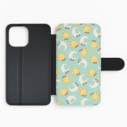 Stars And Moon Pattern - Plushy Flip / Wallet Phone Case 2