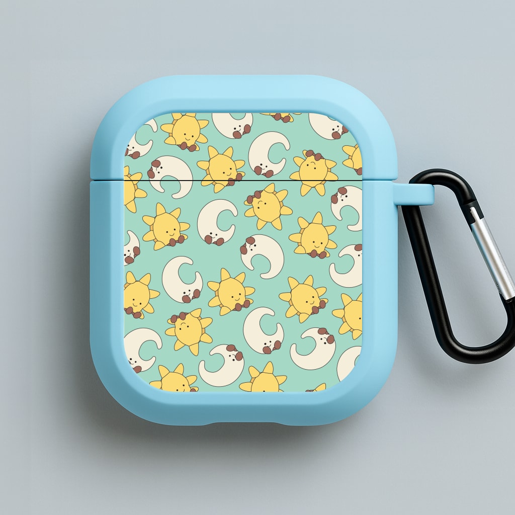 Stars And Moon Pattern - Plushy Blue AirPods Case