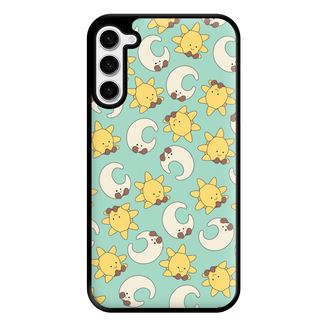 Stars And Moon Pattern - Plushy Phone Case for Galaxy S23 Plus