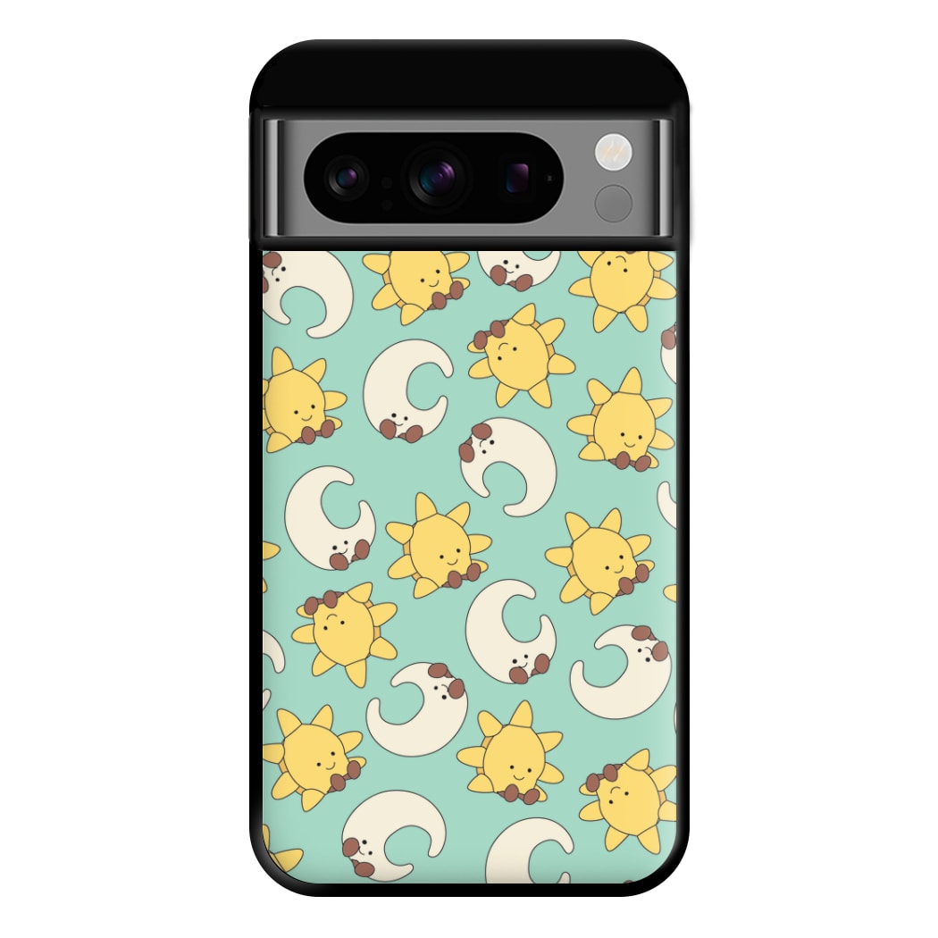 Stars And Moon Pattern - Plushy Phone Case for Google Pixel 8 Pro